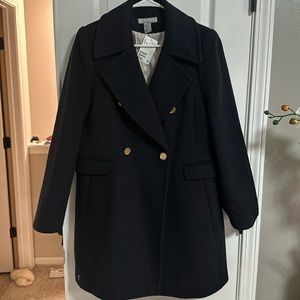 H&M navy peacoat with gold button details